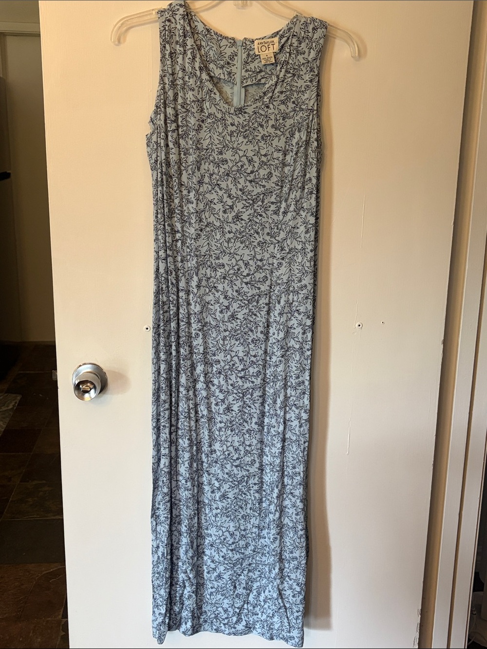 LOFT Light Blue Floral V-Neck Maxi Dress